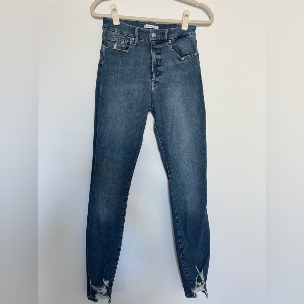Good American Dark Blue Skinny Jeans Good Waist
